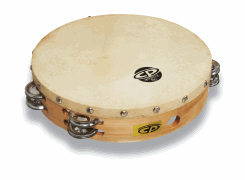CP by LP CP380 10&ldquo; Handheld Double Row Headed Tambourine - Steel Jingles CP Double Row Head