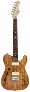 59 Thinline Electric Guitar with Spalted Maple Finish Includes P90 Pickups and “F” Holes