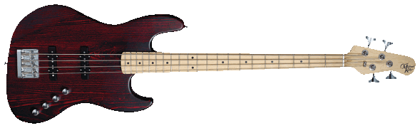 Element 4 Electric Bass – Trans-Red Finish With Open Pore Maple Fretboard