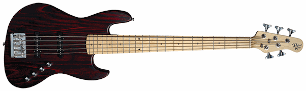 Element 5 Electric Bass – Transparent Red Maple With Open Pore Maple Fretboard