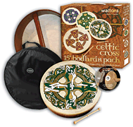 Celtic Cross Bodhrán 15″ Bodhrán Gift Pack