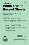 Piano Lesson Record Sheets Loose-Leaf Bookkeeping Forms for the Piano Teacher