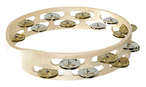 Double Row Wooden Tambourine Bright Mixed Jingles