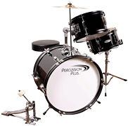 3-Piece Junior Drum Set with Cymbal & Throne – Metallic Black Model PPJR3BK