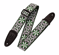 '60s Hootenanny Jacquard Weave Guitar Strap – Floral Green Print Series – 2″ Wide