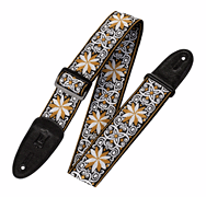 Product Cover for '60s Hootenanny Jacquard Weave Guitar Strap – Floral Yellow Print Series – 2″ Wide Levys Straps Fretted Instrument Accessories by Hal Leonard