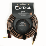 Premium High-Copper Instrument Metal Cable with Silent Plug Peak Series<br><br>1/ 4″ Straight to 1/ 4″ Right Angle Phone Plugs w/  Translucent Sleeve (10' Copper/ Clear)