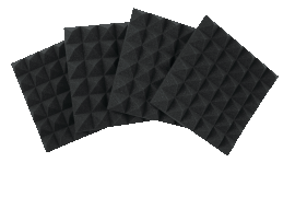 Four Pack of 2″-Thick Acoustic Foam Pyramid Panels 12″x12″ Charcoal