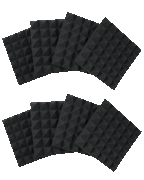 Eight Pack of 2″-Thick Acoustic Foam Pyramid Panels 12″x12″ Charcoal