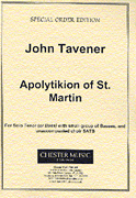 Product Cover for John Tavener: Apolytikion Of St. Martin  Music Sales America  by Hal Leonard