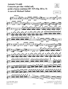 Concerto in A Major for 2 Violins, Strings and Basso Continuo – RV519 (Op. 3, No. 5) Parts