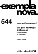 Cover for Tres Petit Hommage a John Cage : Study Score by Hal Leonard