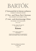Kanon (Canon) for Upper Voices<br><br>From 27 Two- and Three- Part Choruses