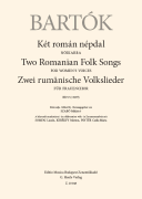 Two Romanian Folk Songs for Women's Voices<br><br>BB57 (1909?)