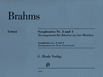 Symphonies No. 3 and 4 Arranged for Piano Four-Hands by Johannes Brahms